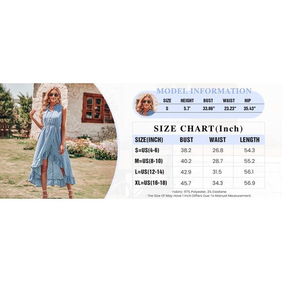 KIRUNDO Sleeveless Floral Print High Low Tie V Neck Ruffle A-Line Dress Sz S - Picture 7 of 7